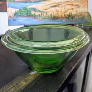 Green depression glass mixing bowls